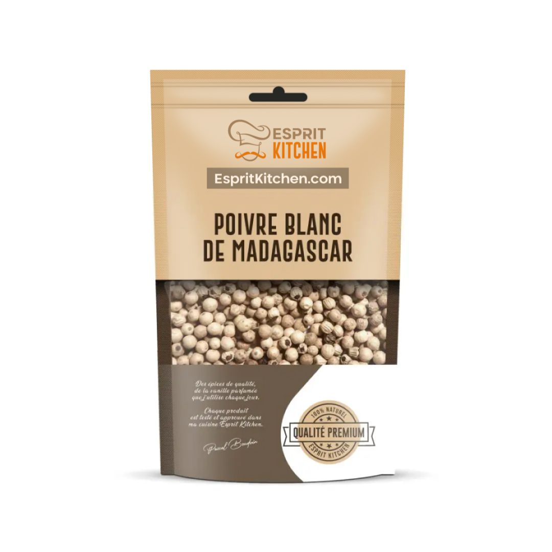 Poivre Blanc en Grains de Madagascar – Saveur Puissante et Élégante – 100g