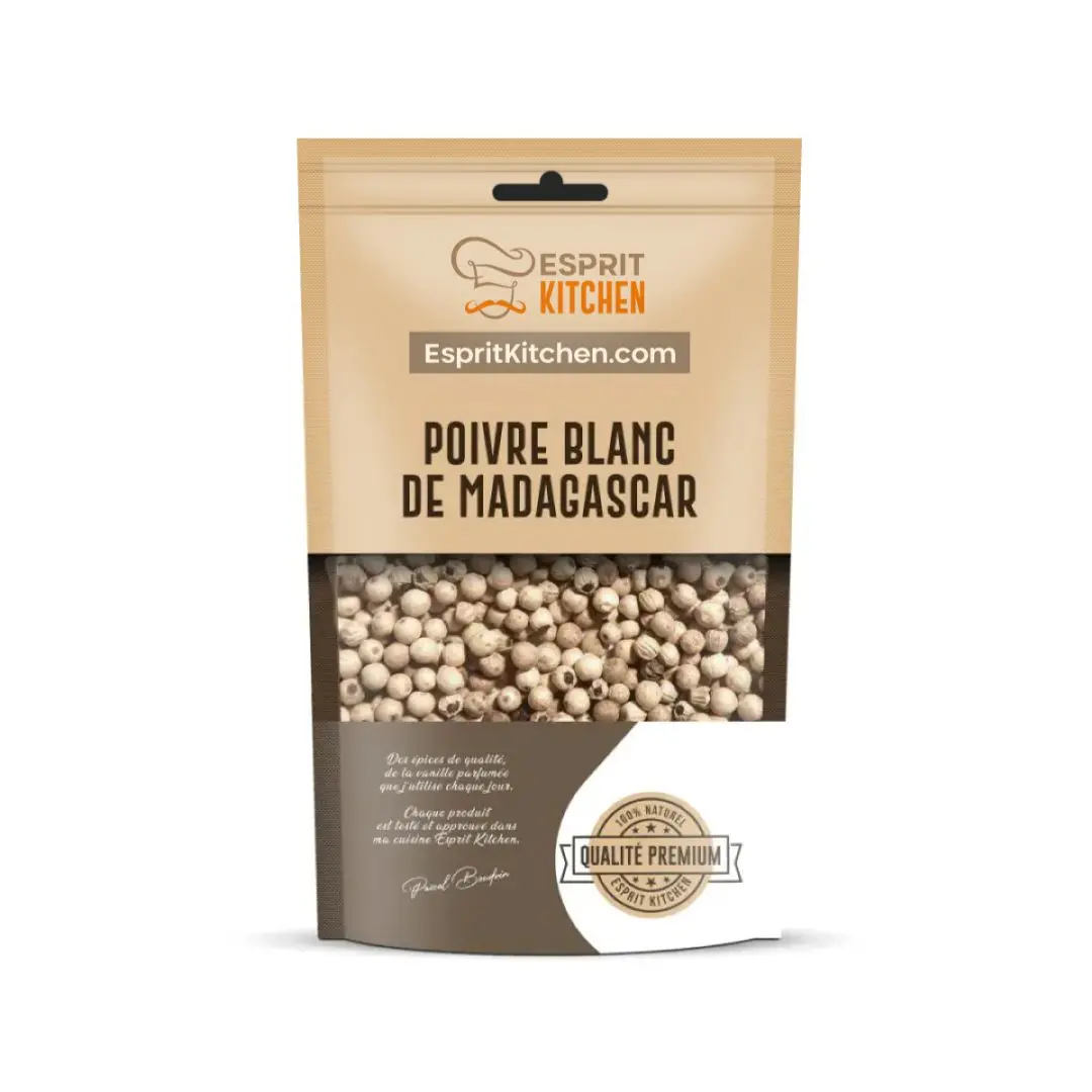 Poivre Blanc en Grains de Madagascar – Saveur Puissante et Élégante – 100g