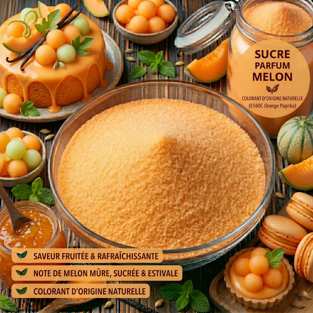 Sucre fin délicatement parfumé au melon 100 g
