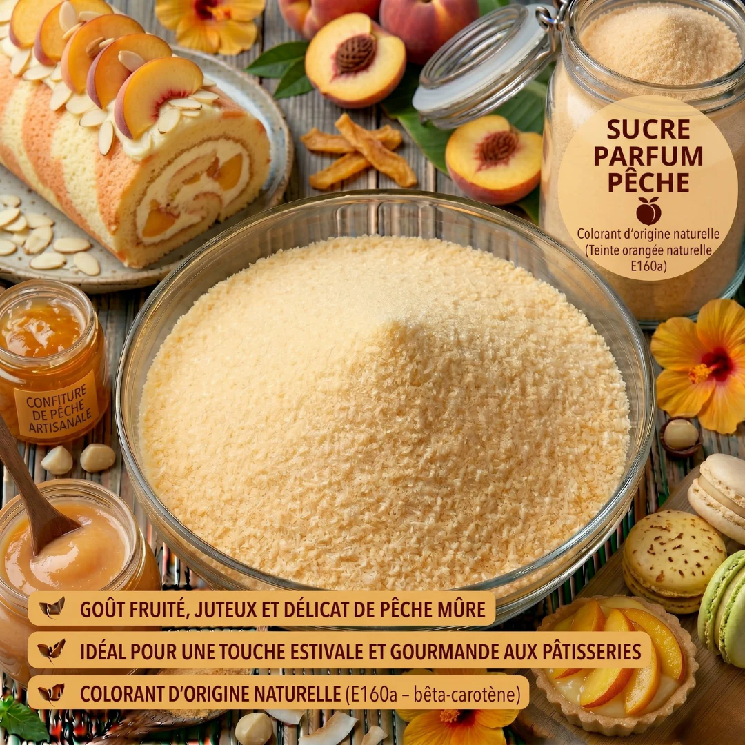 Sucre fin délicatement parfumé à la pêche 100 g